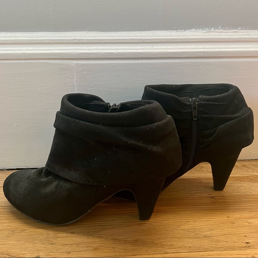 Baker Black Foldover Heeled Booties